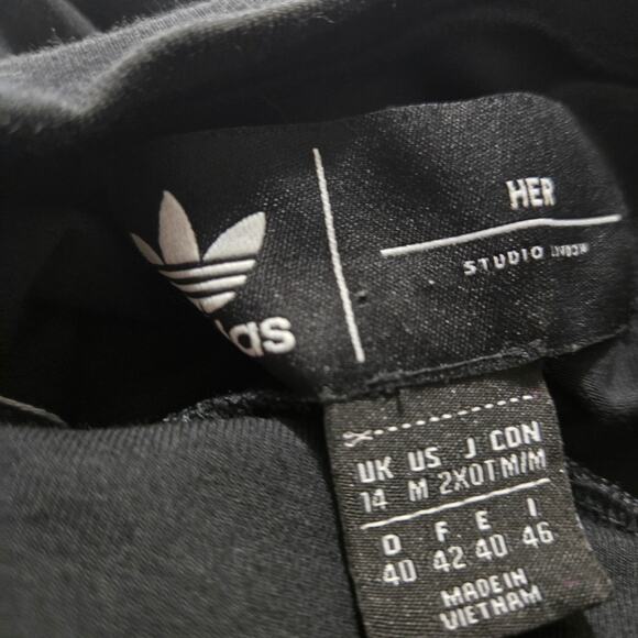 Adidas HER Studio London Floral Trefoil Dress Black Long Sleeve Mini Logo Medium - Picture 7 of 15